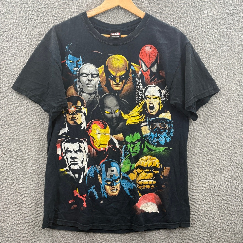 Marvel Shirt Mens Small Superhero Graphic Tee Avengers Spider Man Hulk Iron Man